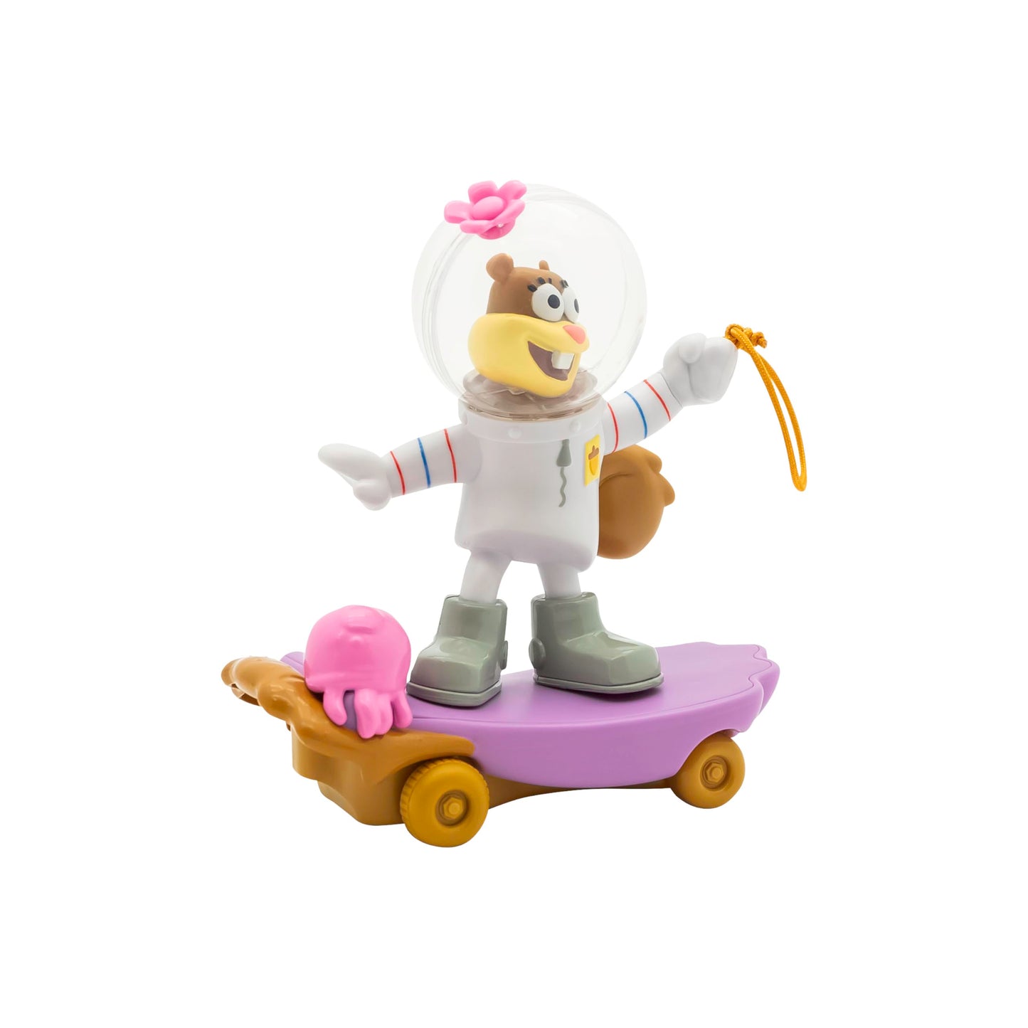 SPONGEBOB SQUAREPANTS Jelly Fishin Gliders - 5 in Sandy Cheeks Pull-Back Racing Toy with Action Net, Fast Motion & Undersea Adventure Play for Kids