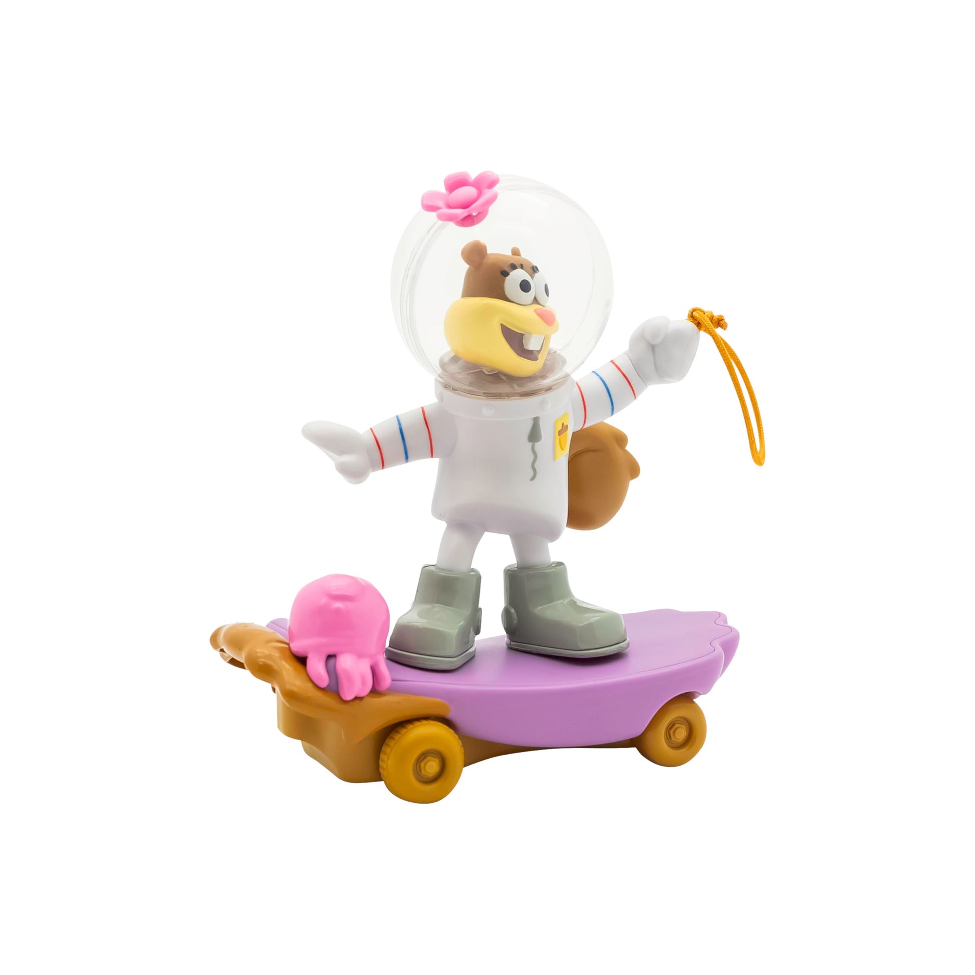SPONGEBOB SQUAREPANTS Jelly Fishin Gliders - 5 in Sandy Cheeks Pull-Back Racing Toy with Action Net, Fast Motion & Undersea Adventure Play for Kids