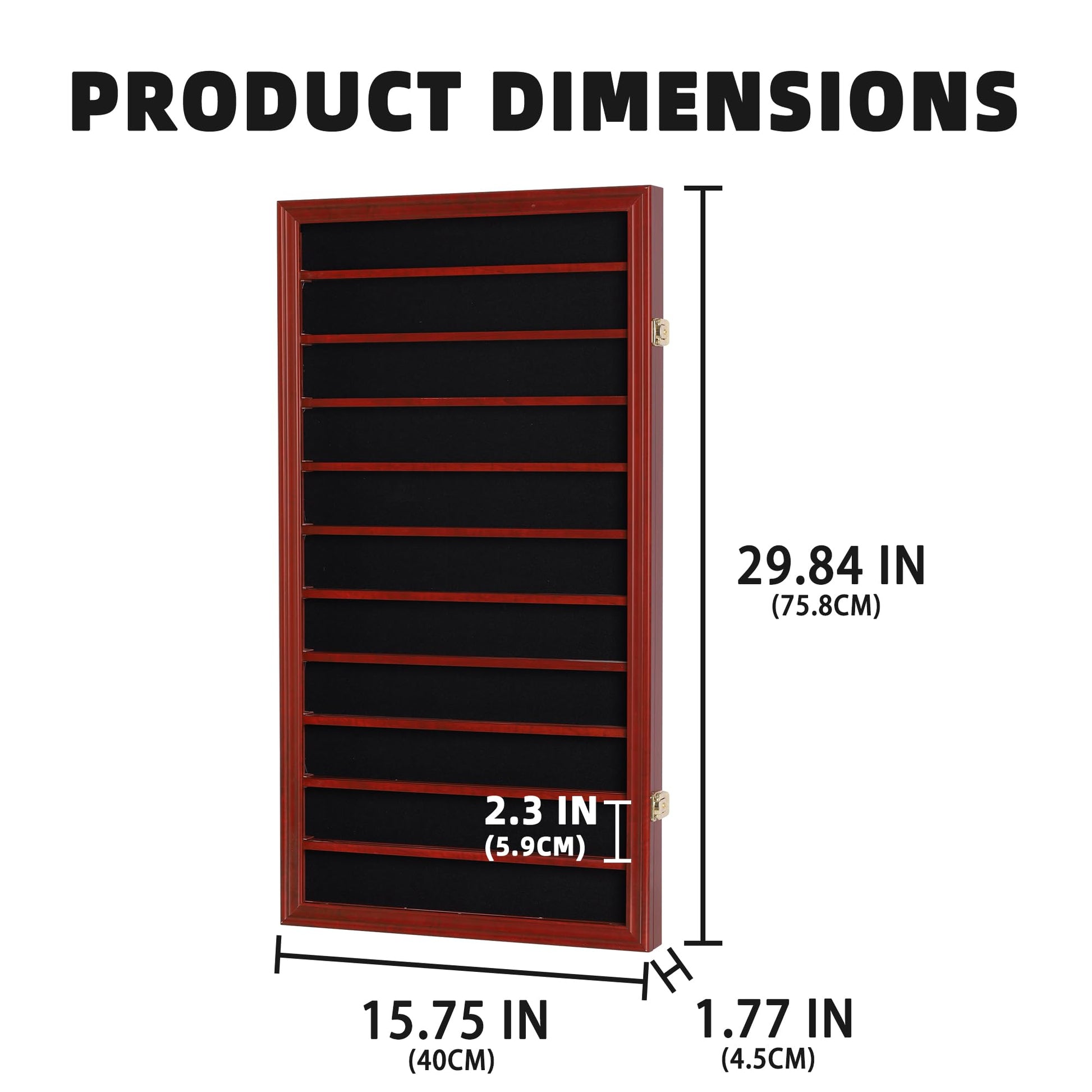 DisplayGifts Military Challenge Coin Display Case Poker Chips Holder Wall Cabinet Showcase Rack Stand Mahogany Finish