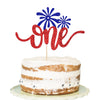 One Cake Topper Red & White & Blue Glitter- 4th of July 1st Birthday Decorations,4th of July Baby Shower Decor/American National Independence Day