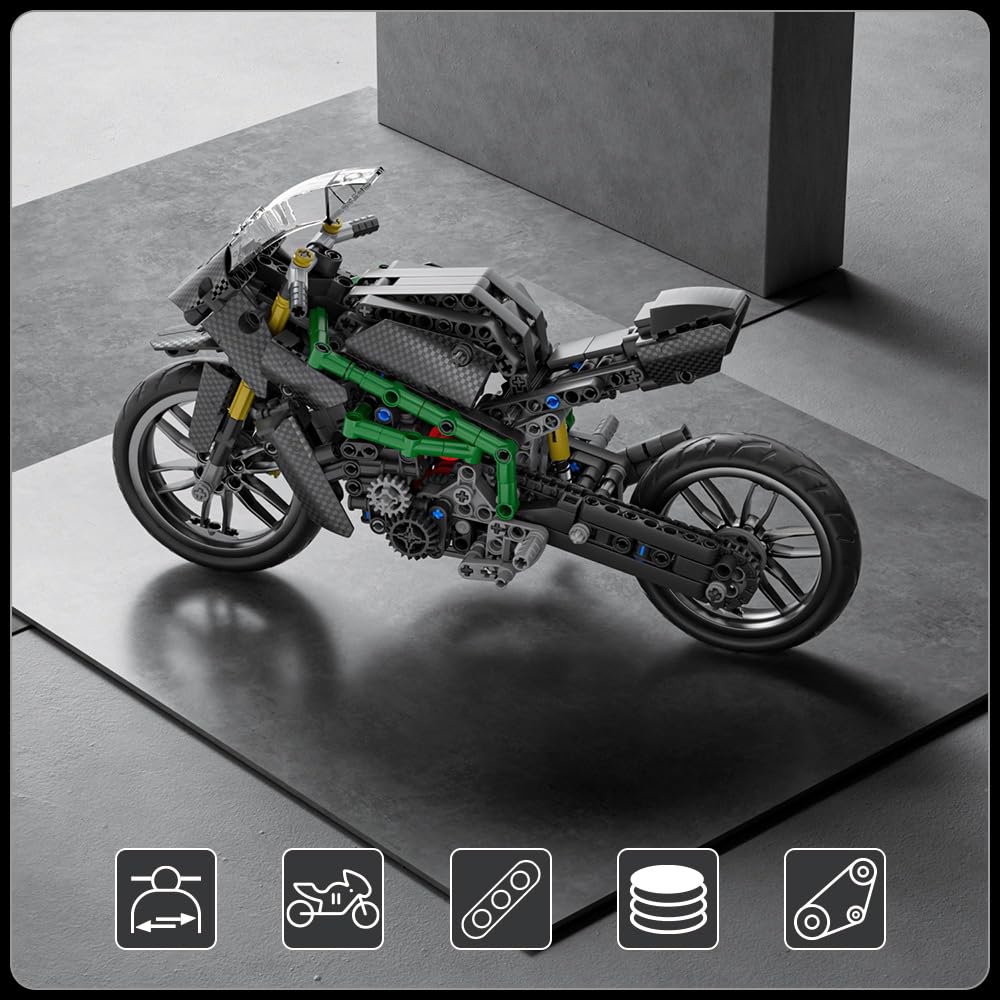 Mould King Motorcycle Building Sets for Adults 14+, 639 PCS Motorbike Model