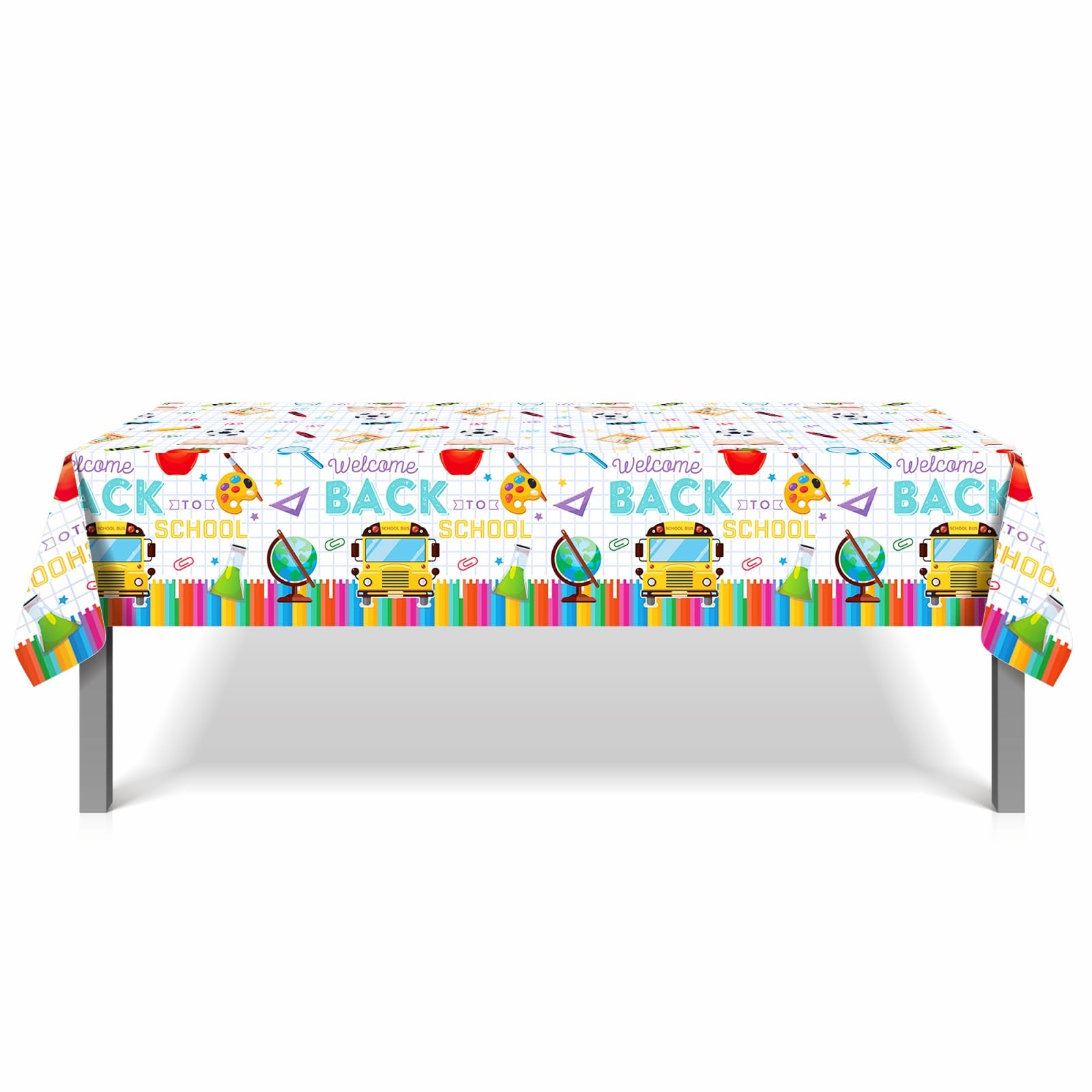 3 Pieces Back to School Tablecloth Welcome Back to School Party Decorations First Day of School Plastic Table Covers for Classroom Party Supplies