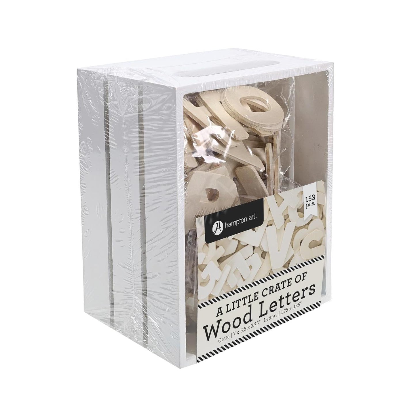 Hampton Art Little Crate of Wood Letters 153 Piece Set, Unfinished Wooden Letters for Crafts and Home Decor Signs, Paint and Stain Ready, Includes