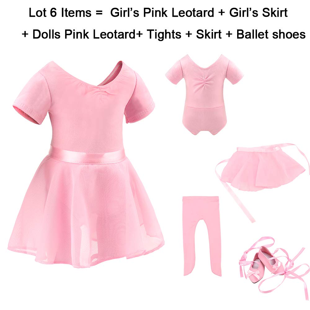 Barwa 18 inch Doll Me Doll Matching Outfits Clothes 4 PCS Ballet Ballerina Outfits Dance Dress Costume for Girls and 18 inch Dolls (120cm)