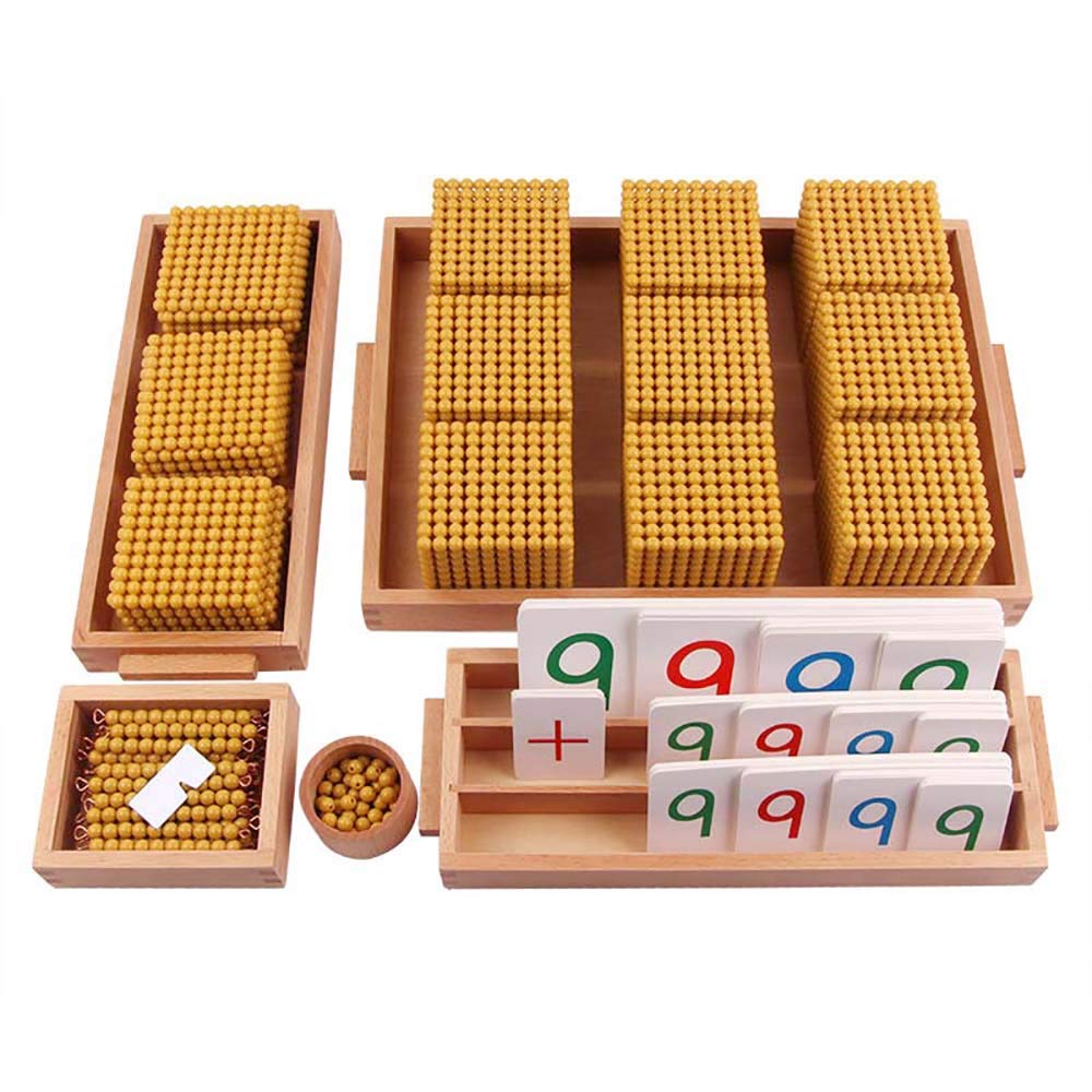 Kghios Montessori Golden Beads Materials Decimal System Bank Game Montessori Math Toys Mathematics Teaching Aids Materials Baby Preschool Education