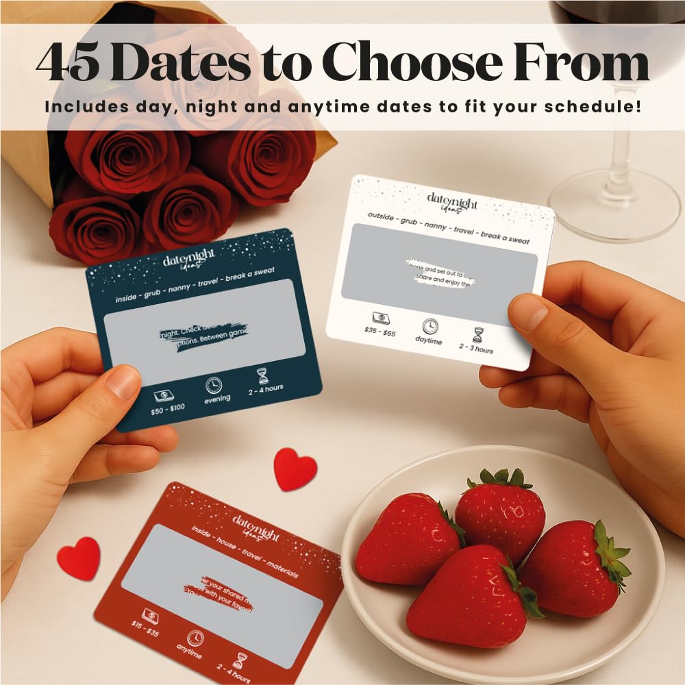 Eluvate 45 Romantic & Fun Scratch Off Date Night Ideas Card Game, Couple Gifts for Boyfriend, Girlfriend, Wife, Husband, Engagement, Birthday