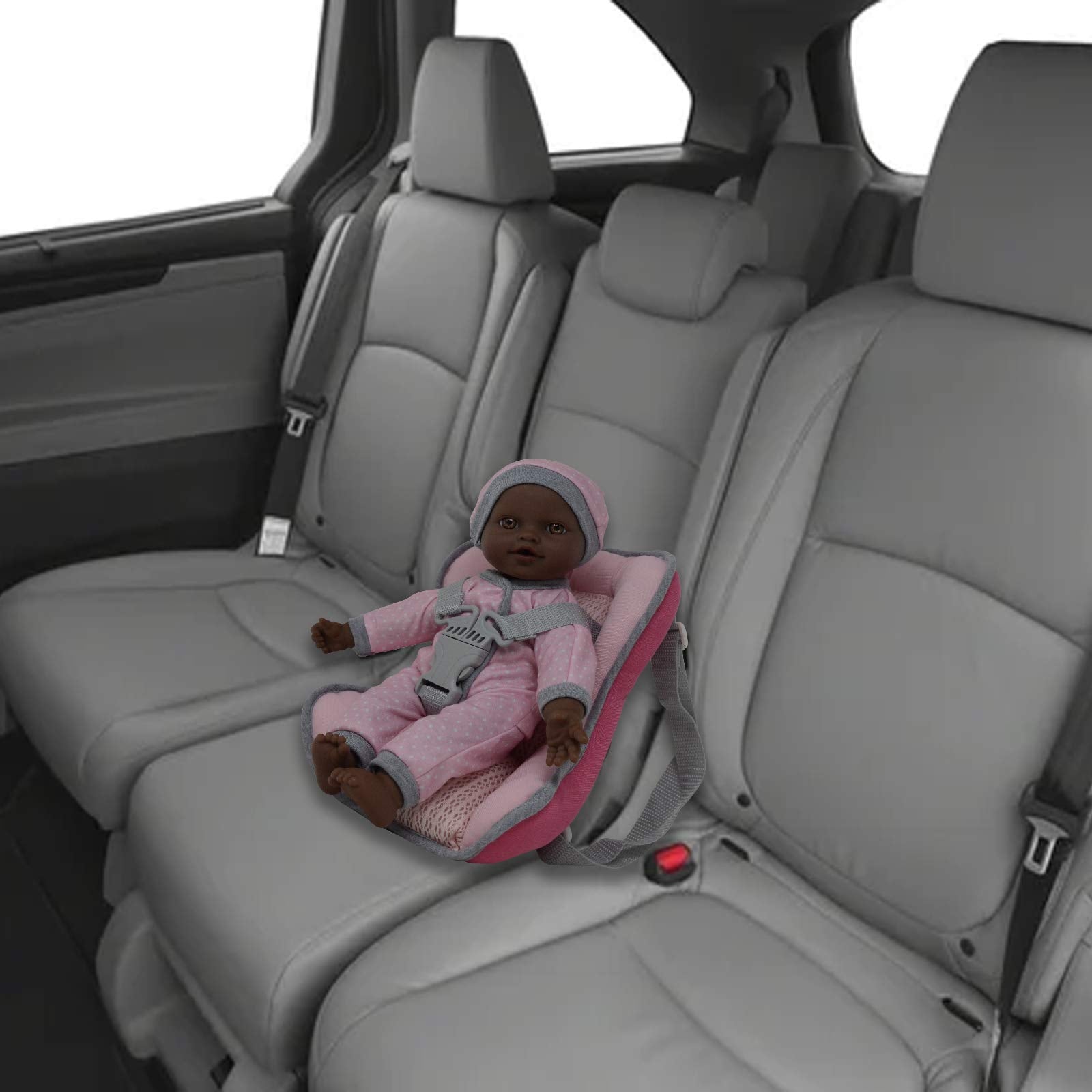 African American Doll Travel PlaySet - Baby Doll Car Seat Carrier Backpack with 12 Inch Soft Body Doll Includes Doll Bottles and Toy Accessories …