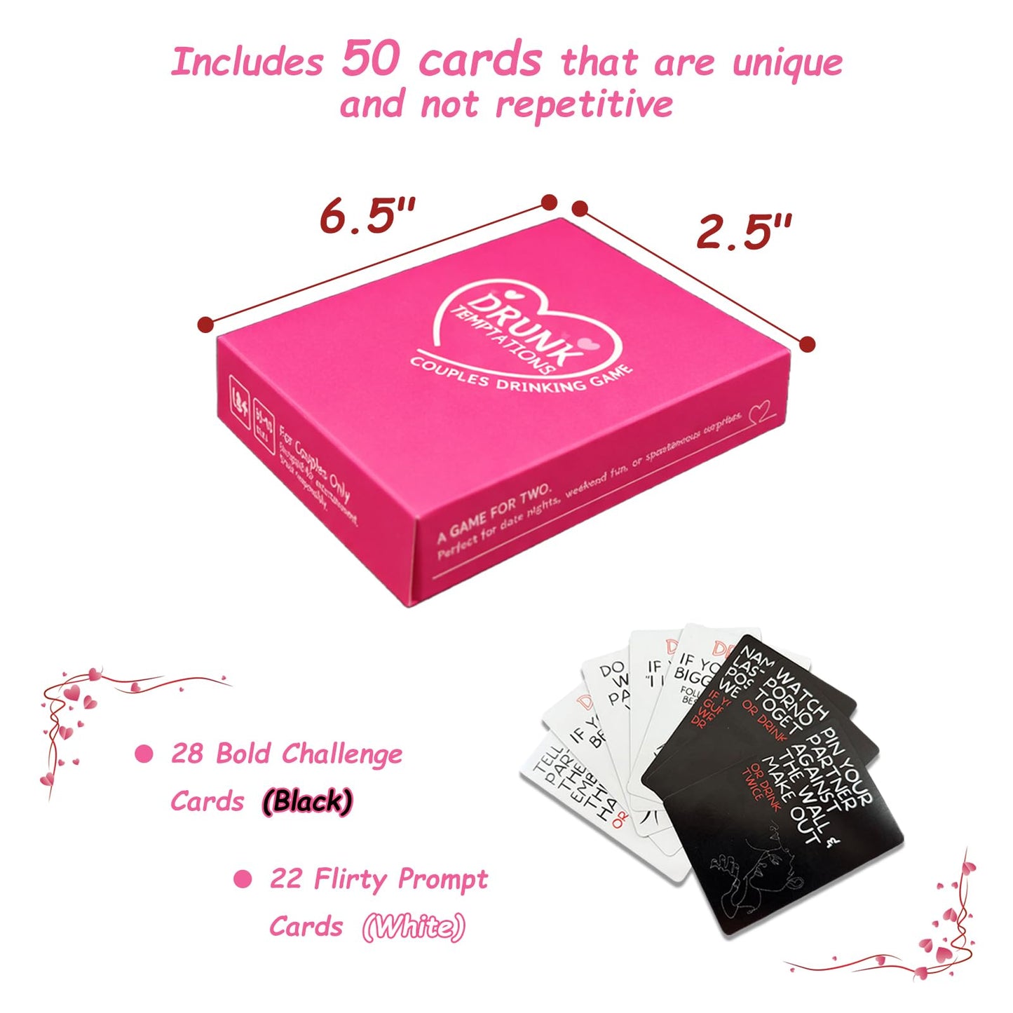 CHOYTONG Couples Drinking Game Partner Drunk Cards, 50 Date Night Ideas for Drunk Desires