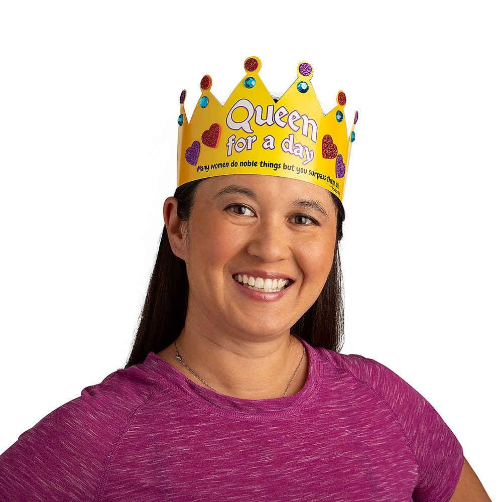 Fun Express Queen for a Day Blessed Mom Crown Craft Kit - Makes 12 - DIY Craft Gifts for Kids