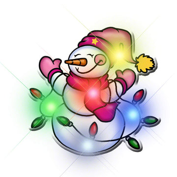 Snowman with Light Strand Flashing Blinking Light Up Body Lights Pins (25-Pack)