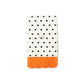 Black Polka Dot Napkins with Orange Fringe - 24 Paper Napkins, 4.25" x 7.75", Scalloped Edges, Ideal for Halloween Party & Kids Birthday Celebration
