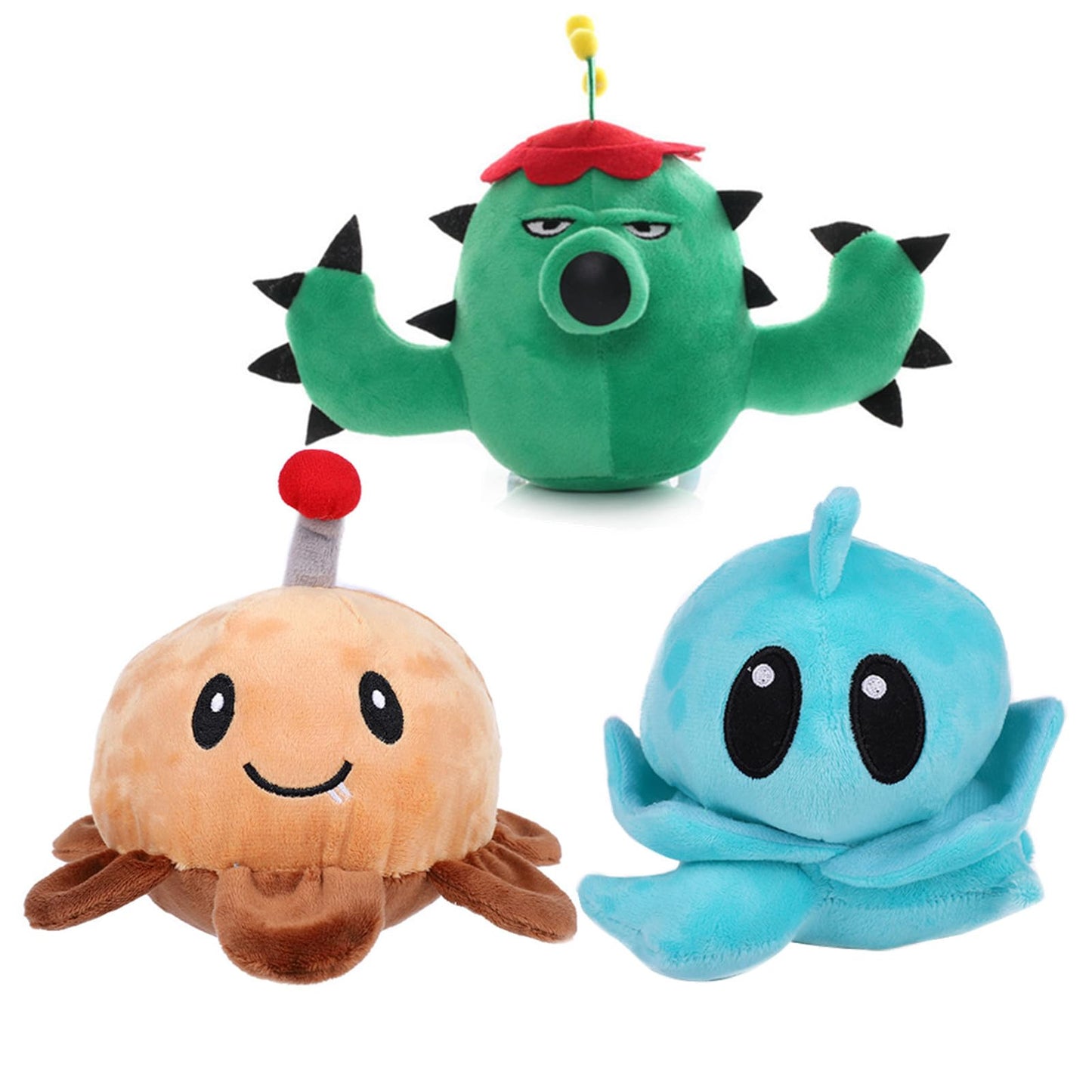 JHESAO 3 PCS Plants and Zombies Cactus Plush Zombies Plants Sets Toys Potato Mine, Cactus PVZ Plushies 1 2 Stuffed Soft Iceberg Lettuce Doll