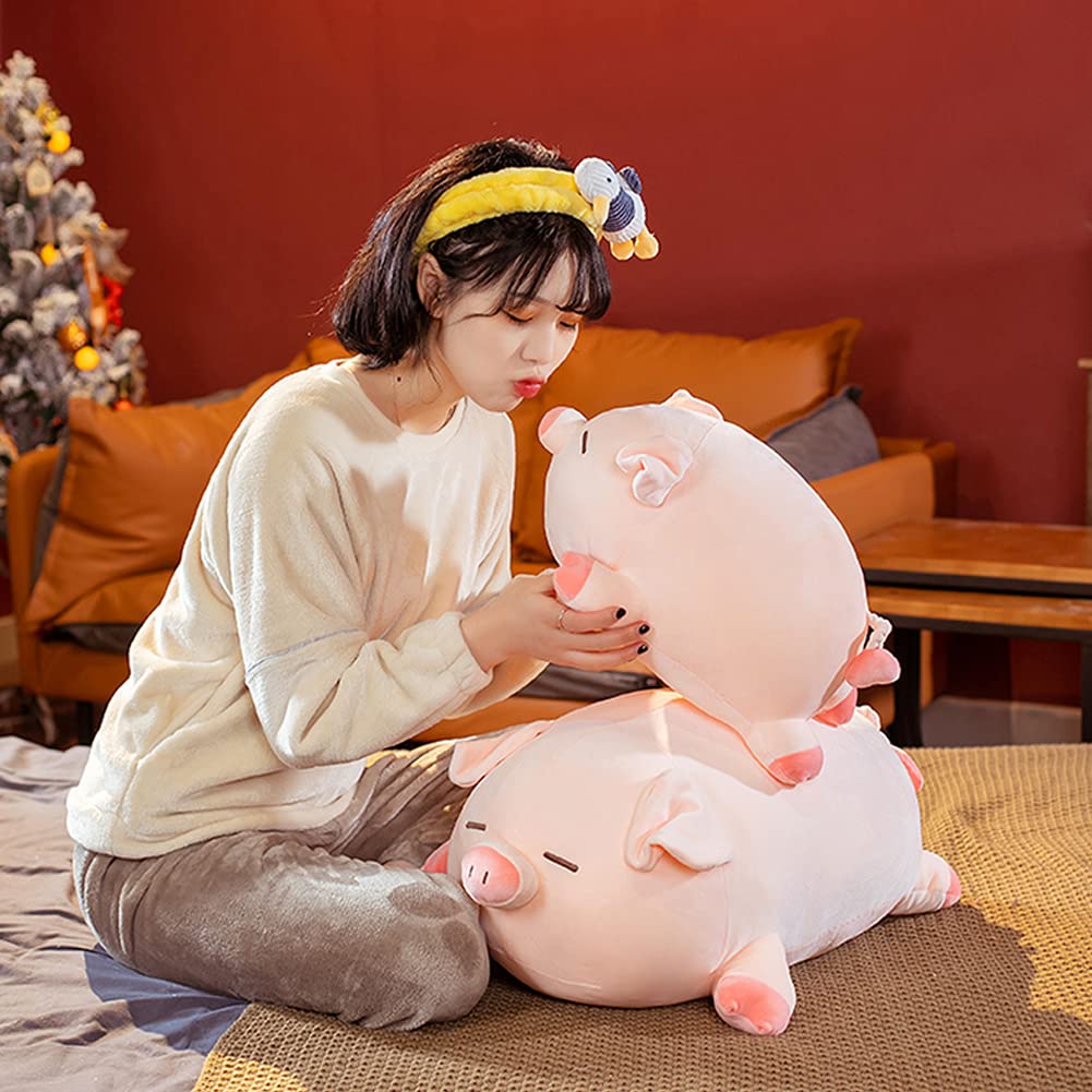 lannery Pig Stuffed Animal Hugging Pillow, Soft Fat Pig Plush Toy Gifts for Kids, Valentine, Christmas (Sleeping Eyes, 15.7")