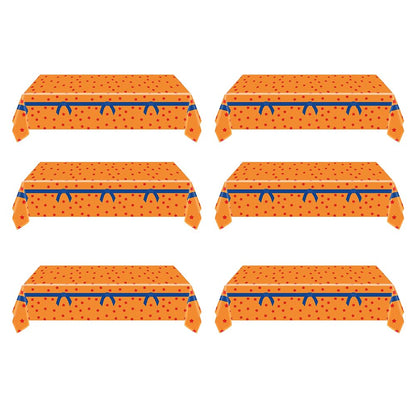 BEHKNQTW 6 Pcs Anime Theme Tablecloth 108 x 54 Inches Orange and Red Stars Party Tablecloth Disposable Table Covers for Cosplay Birthdays, Vedio Game