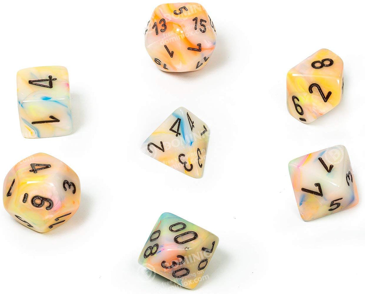 DND Dice Set-Chessex D&D Dice-16mm Festive Circus and Black Plastic Polyhedral Dice Set-Dungeons and Dragons Dice Includes 7 Dice - D4 D6 D8 D10 D12
