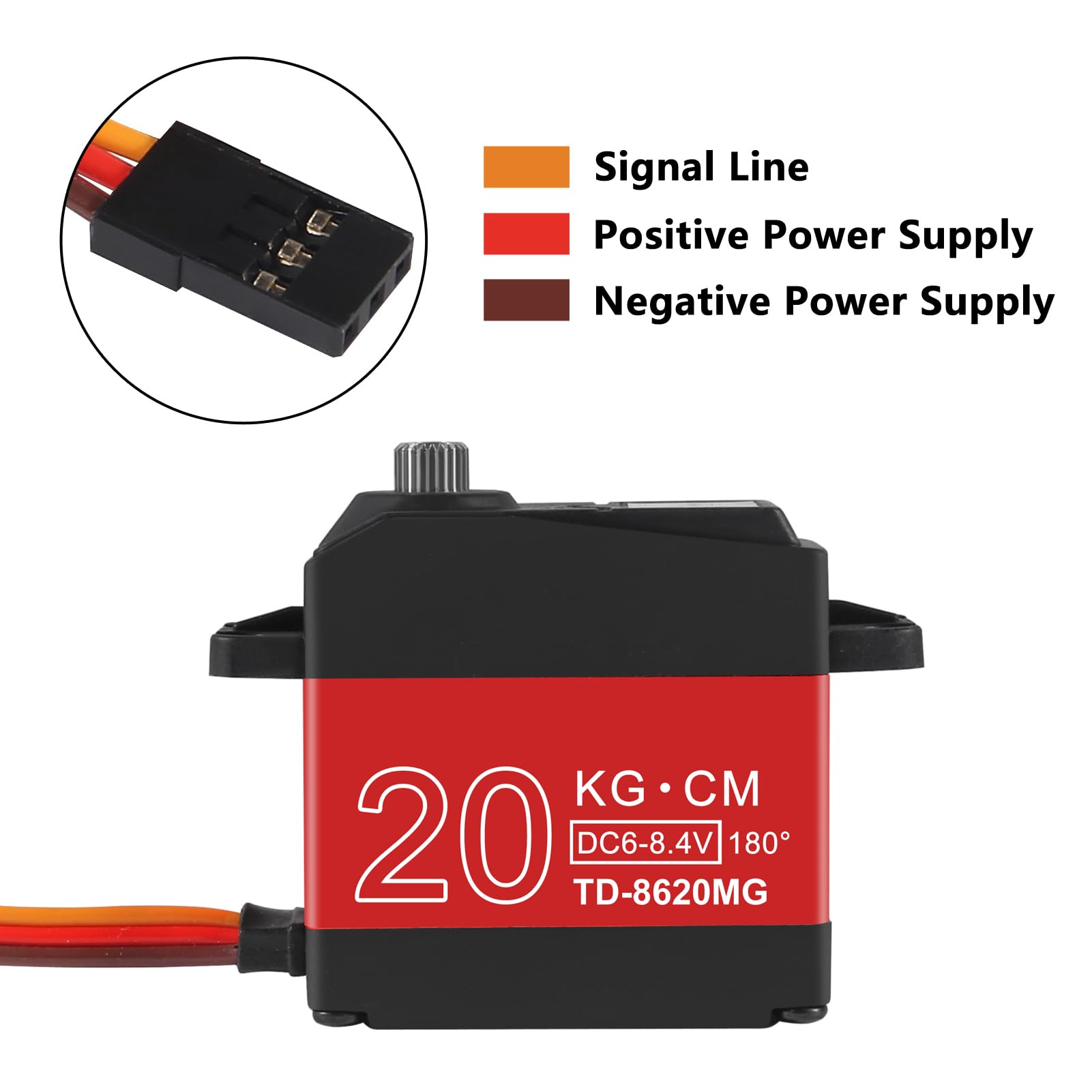 DWEII 2PACK 20KG RC Servo High Torque Servo Motors,Waterproof Metal Gear Steering Servo for 1/8 1/10 RC Car Robot DIY, Digital Servo with 25T Servo