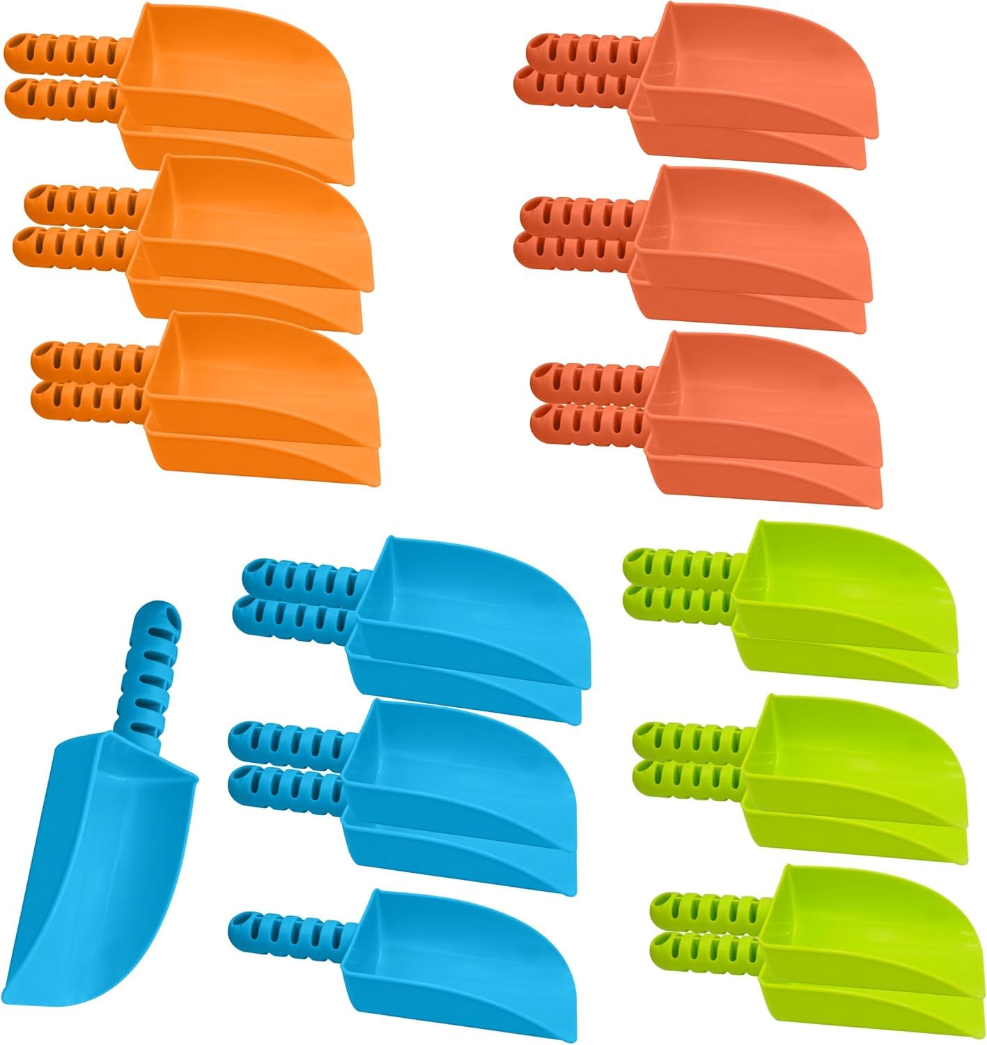 4E's Novelty Sand Shovel for Kids Bulk, 12 Pack Heavy Duty Plastic Beach Shovels - for Planting, Toddler Digging & Garden Tool, Sandbox Toys, End