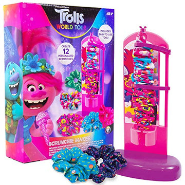 Trolls World Tour Scrunchie Maker by Horizon Group USA. Create 12 Personalized Trolls Hair Scrunchies. Mix & Match Fun Fabrics. Glue in Fun Sequins