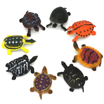 Kvvdi 12 Pcs Small Colorful Plastic Poison Dart Frogs Toy + 8 Pcs Turtles Rainforest Animals