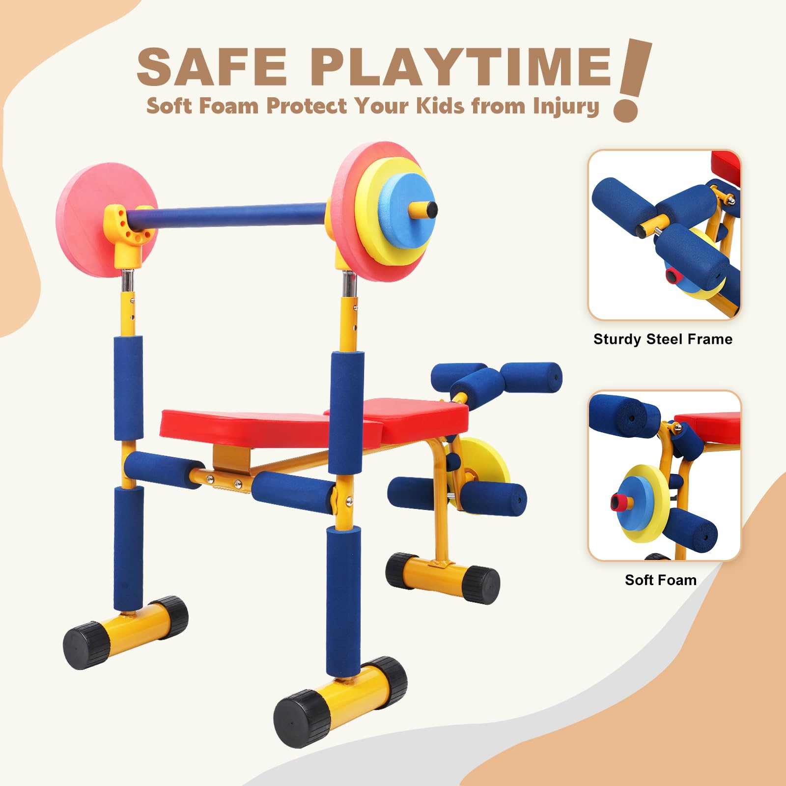 Kids Workout Equipment Kids Weight Bench Set Exercise Equipment Indoor Play Gym Toddler Workout Weight Set - Baby Weights Toys for Age 3 and Up by