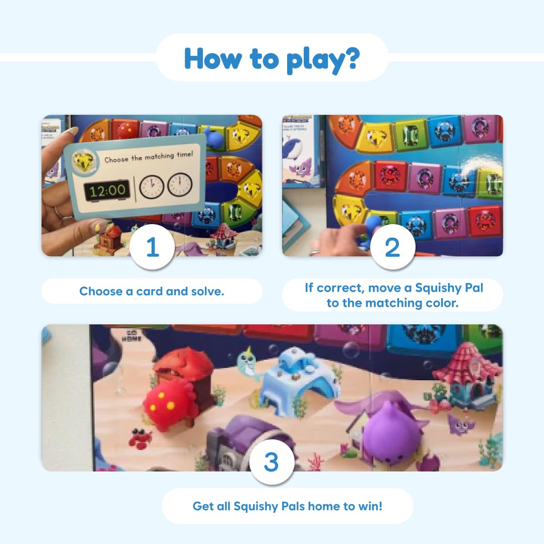 The Fidget Game Squishy Time Rescue - Telling Time Game for Kids Ages 6-11 | Multisensory Hands-On Learning Board Game with Manipulatives | Classroom
