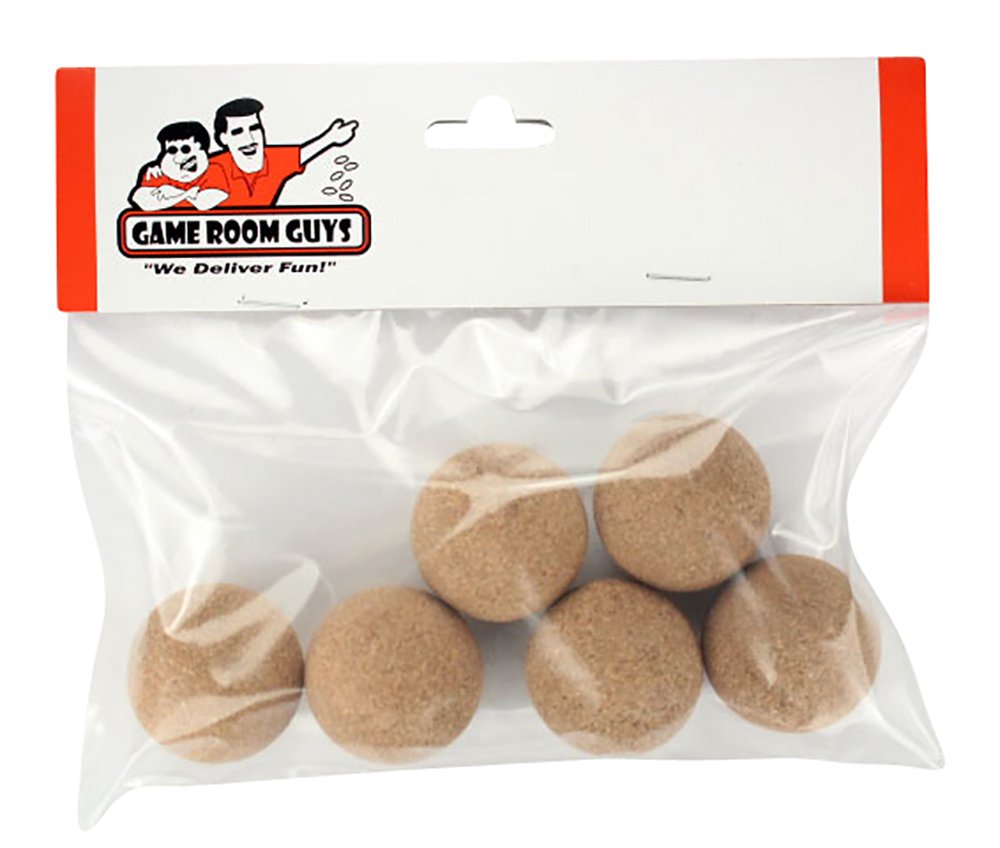 Game Room Guys Natural Cork Foosballs Compatible with Shelti, Tornado and Dynamo Foosball Tables - Set of 6