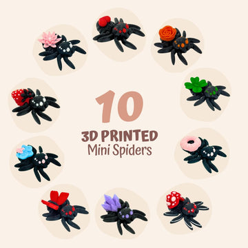 EnderToys 10-Piece Mini Spiders - 3D Printed Spider Fidgets