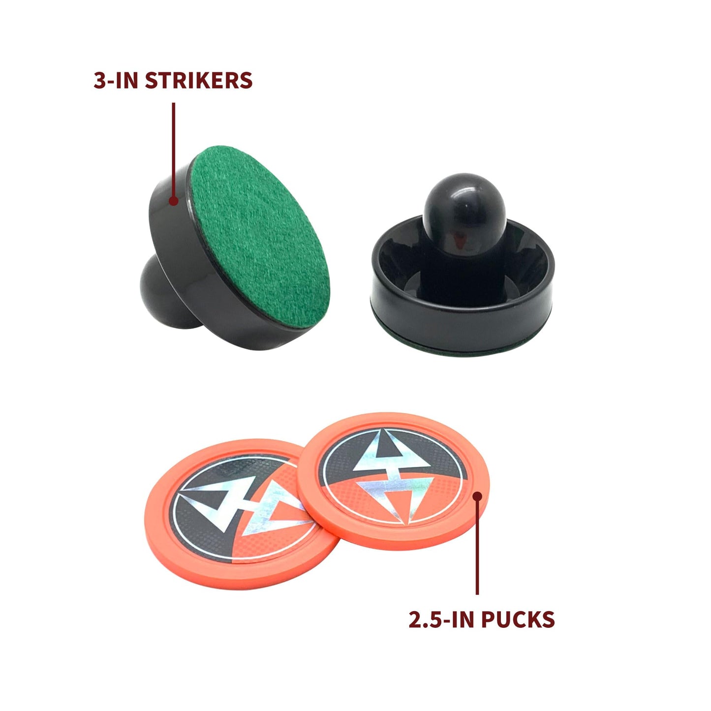 Hathaway Arcade Air Hockey 3-in Strikers and 2.5-in Pucks - Black and Orange