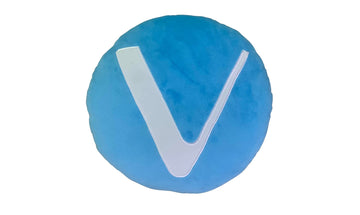 Vechain Pillow - Embroidered Round Stuffed Plush Crypto Pillow by BlockCraft.Shop Vet Plush Pillow