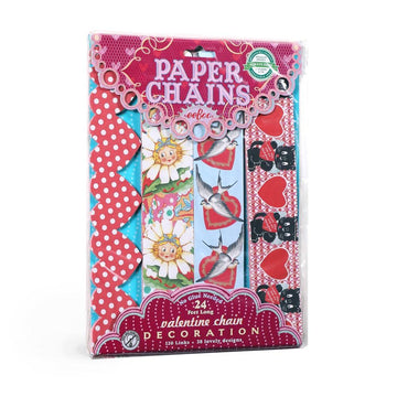 eeBoo: Valentine Paper Chain - 120 Links, No Glue Needed for Assembly, Four Different Patterned Links to Mix and Match, Paper Chain When Completed is