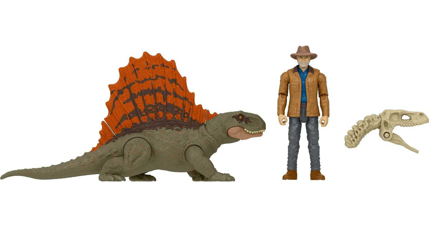 Jurassic World Dominion Dr Alan Grant & Dimetrodon Human and Dino Pack with 2 Action Figures, Toy Gift Set and Collectible