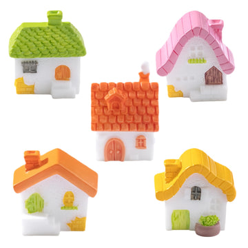 EMiEN 5 Pieces Mini House Miniature Ornament Kits,Miniature Ornament for DIY Dollhouse Decoration Fairy Garden Plant Décor