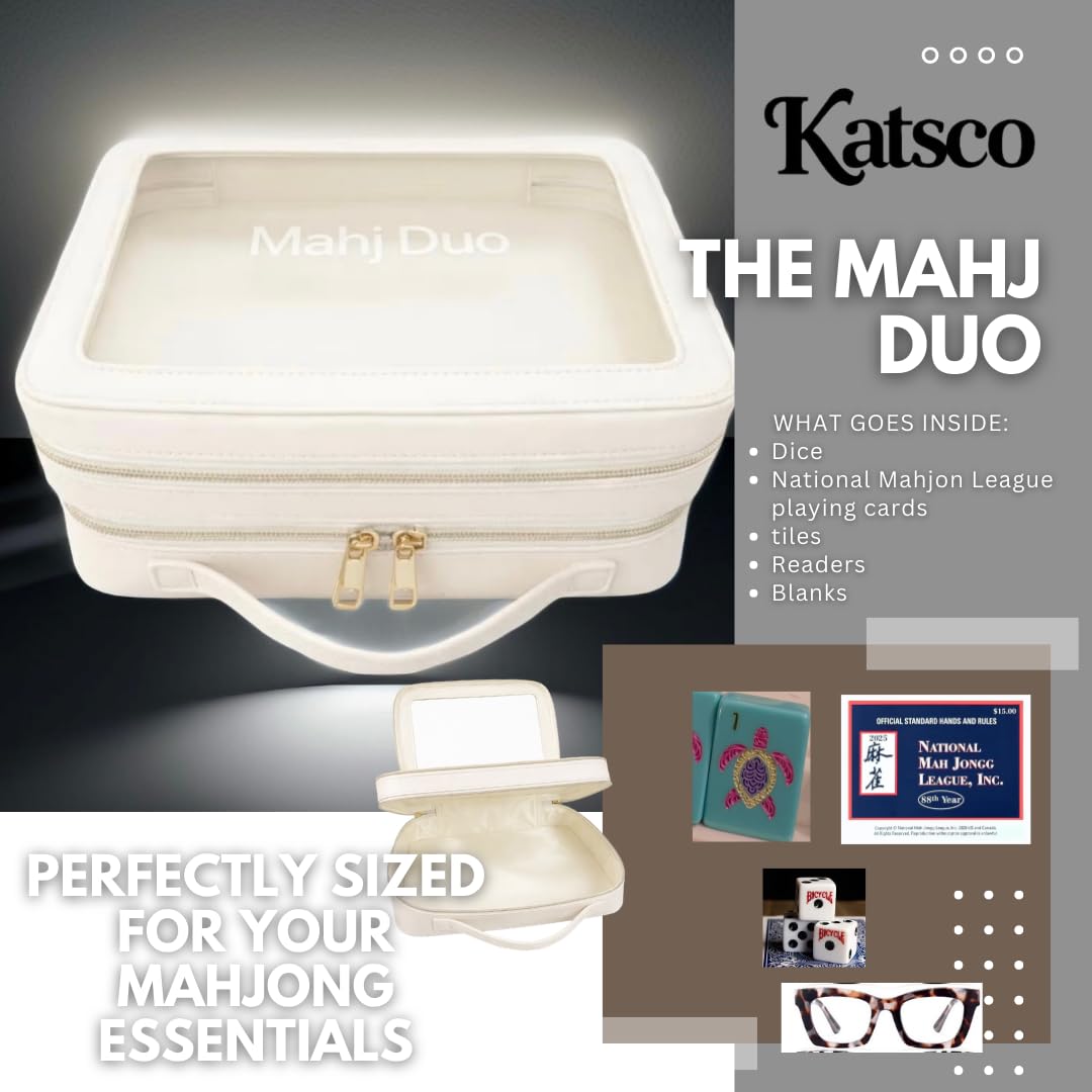 Katsco Mahj Duo Mahjong Tile & Accessory Organizer-American Mahjong Storage Bag for Tiles & Cards, Premium Mahjong Travel Case for Game Night, Mahjong