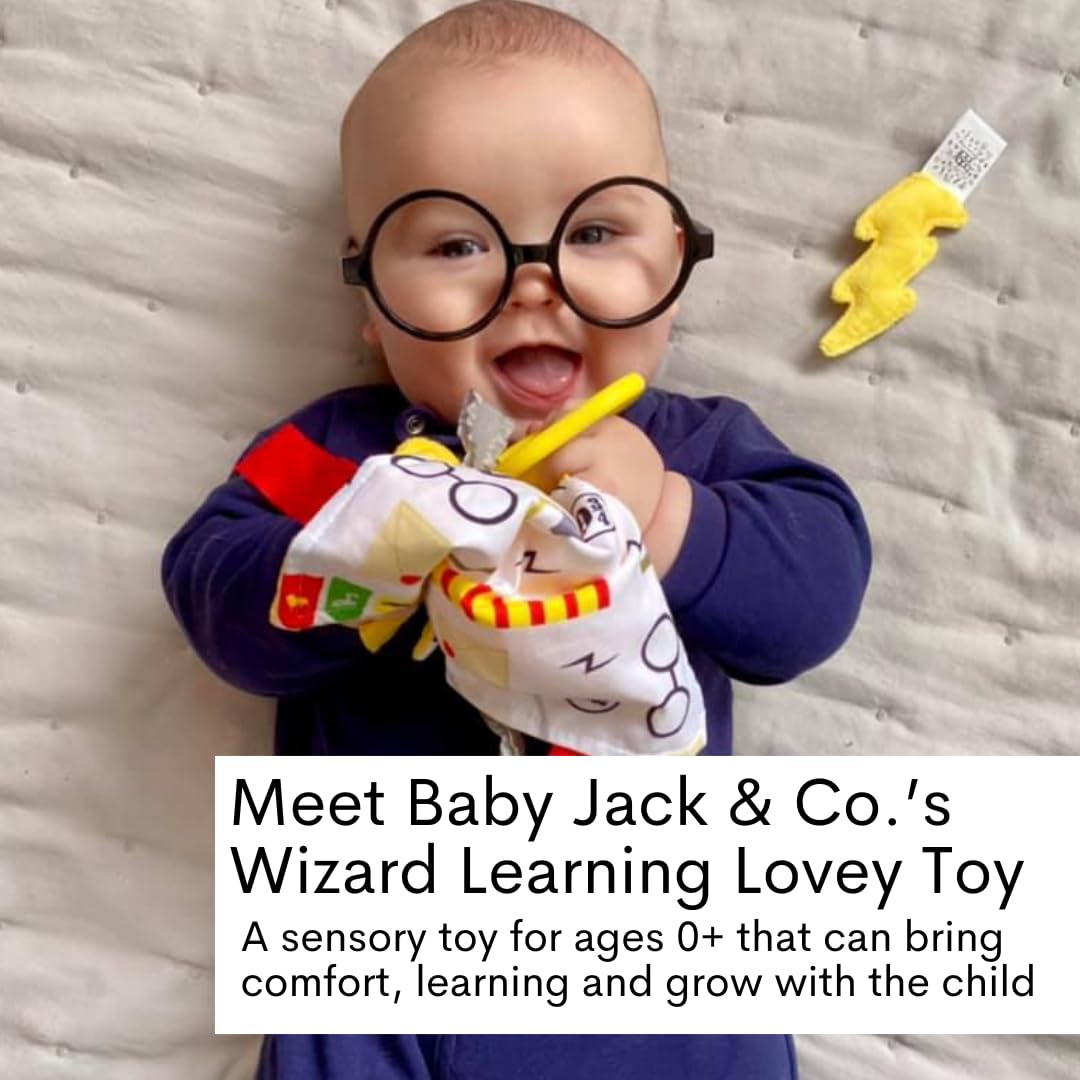 Lovey Chew Blanket Crinkle Toy Tag Square Sensory by Baby Jack (Wizard)