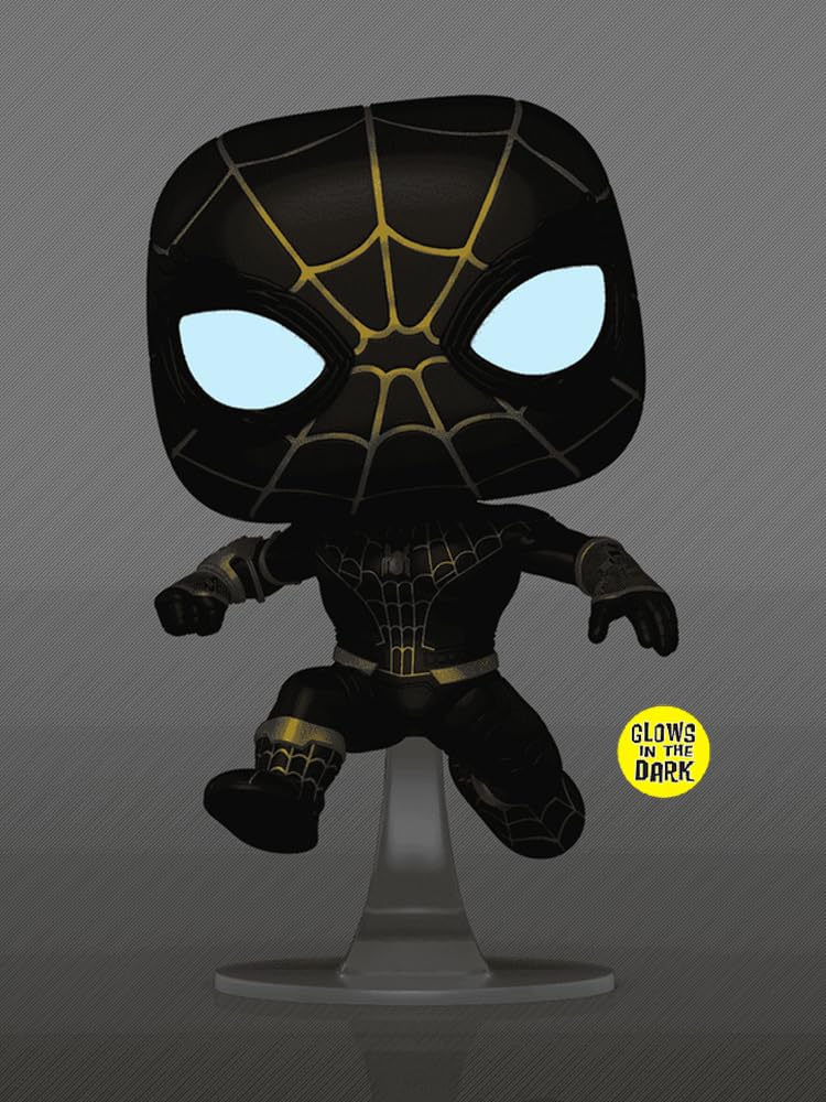 Funko Pop! Marvel: No Way Home - Spider Man in Black & Gold Suit (Chase Variant) Glows in The Dark Exclusive Vinyl Figure Collectibles Bundled with