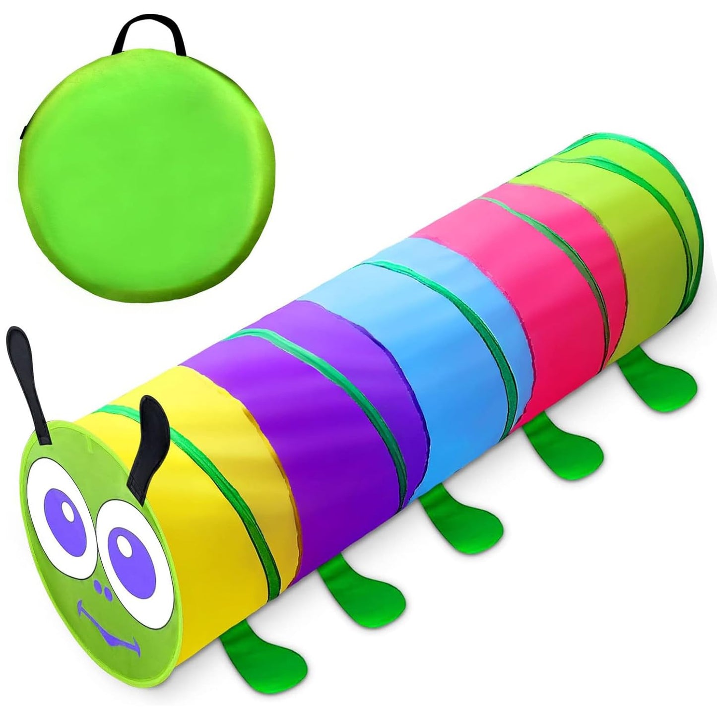 WER Kids Play Tunnel Tent Caterpillar Children Pop-up Tunnel Play House for Girls Boys Outdoor and Indoor Crawl Toy Tube with Carrying Bag