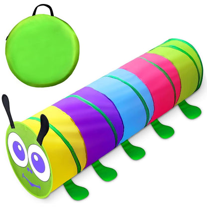WER Kids Play Tunnel Tent Caterpillar Children Pop-up Tunnel Play House for Girls Boys Outdoor and Indoor Crawl Toy Tube with Carrying Bag