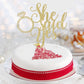 PALASASA She Said Yes Gold Glitter Ring Cake Topper Engagement Party Decor