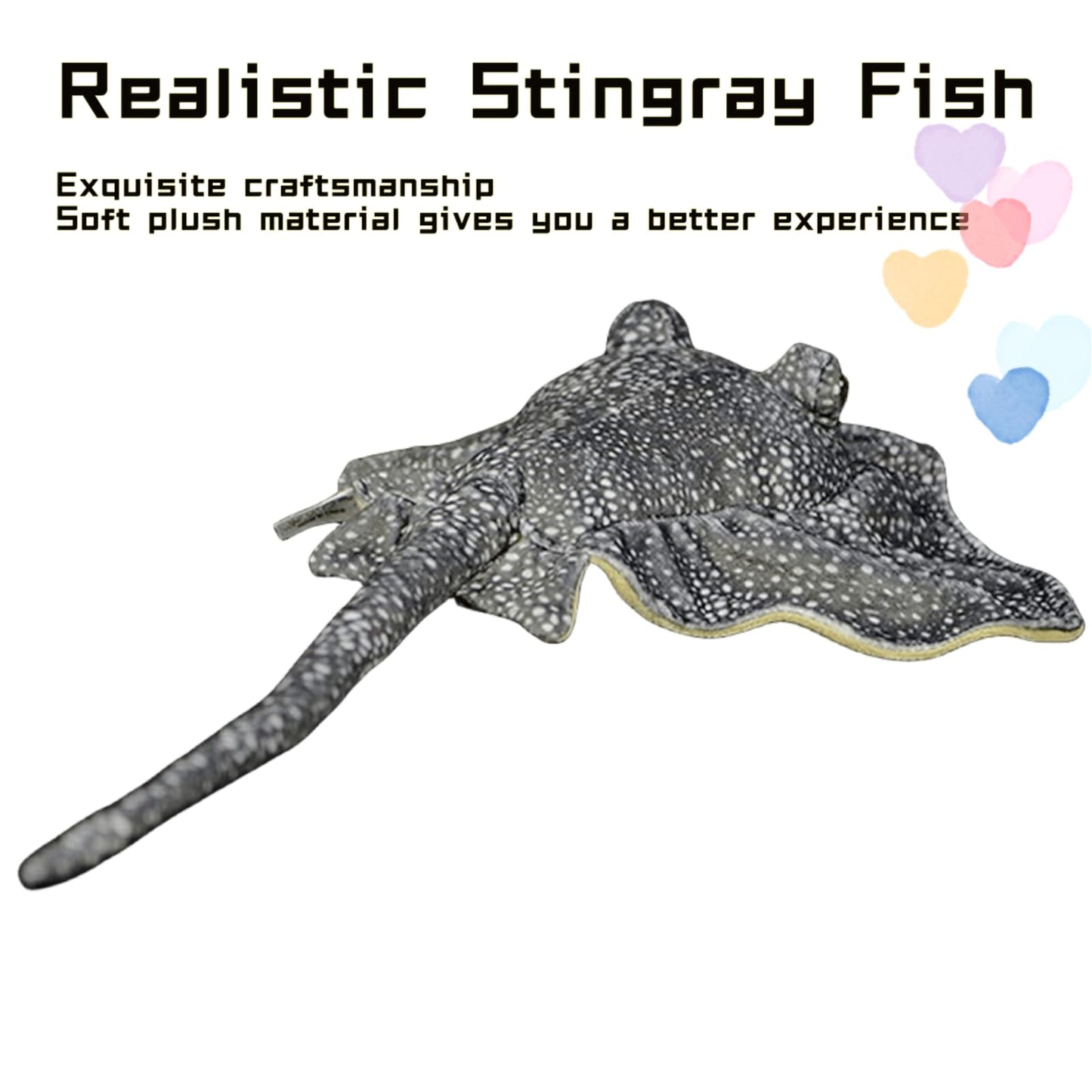 FRANKIEZHOU Realistic Leopard Stingray Fish Plush - 19" Lifelike Stuffed Animal, Soft Skate Toy, Gifts for Kids, Baby Gift, Cute Plush, Home Decor