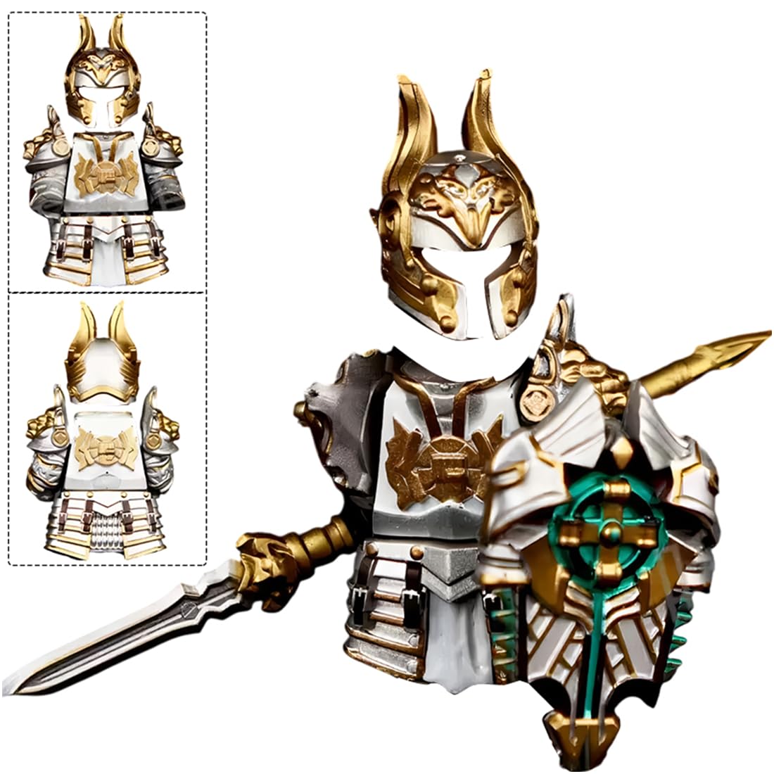 iREOGAME Medieval Weapon Armor Swords Castle Knight Shield Spear, 23Pcs Medieval Knight Shield Building Blocks Set,MOC Bricks Parts Sets for Boys