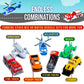 POPULAR PLAYTHINGS Magnetic Vehicles for Toddlers 1-3, Mix or Match Car Toys, 21 Piece Gift for Kids - Vehicles Orange