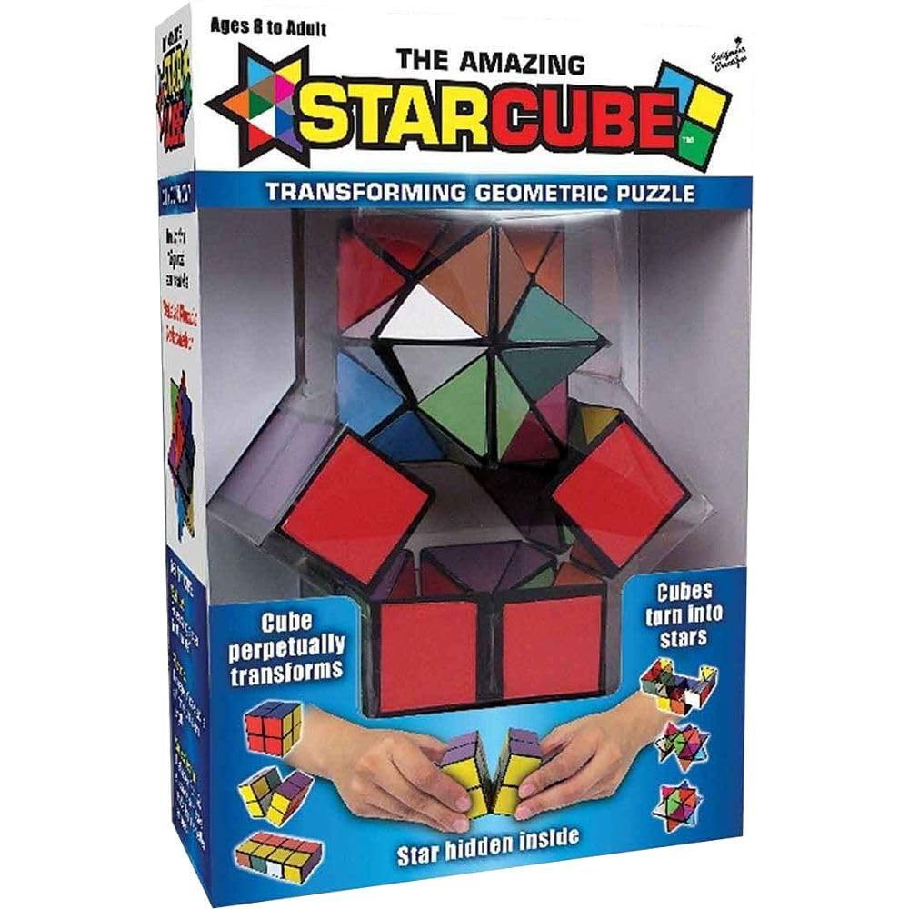 California Creations The Amazing Star Cube: 2 Piece Transforming Geometric Puzzle - Solve The Cube To Find The Hidden Star