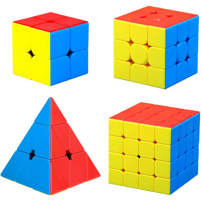 CFMOUR Speed Cube Set - Stickerless 2x2 3x3 4x4 Pyramid Magic Cubes Bundle