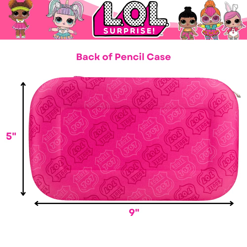 Innovative Designs LOL Surprise Dolls Pencil Case Set with LOL Stickers and Gel Pens for Girls, Molded with Zip Closure, Pink