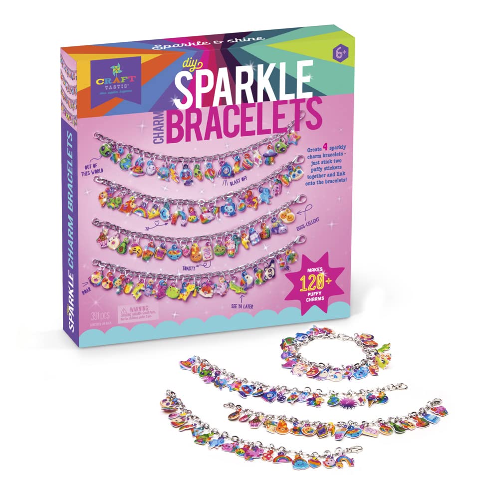 Craft-tastic - DIY Puffy Charm Bracelets Kit - Make Your Own Jewelry - Ages 6+, 9 Inch