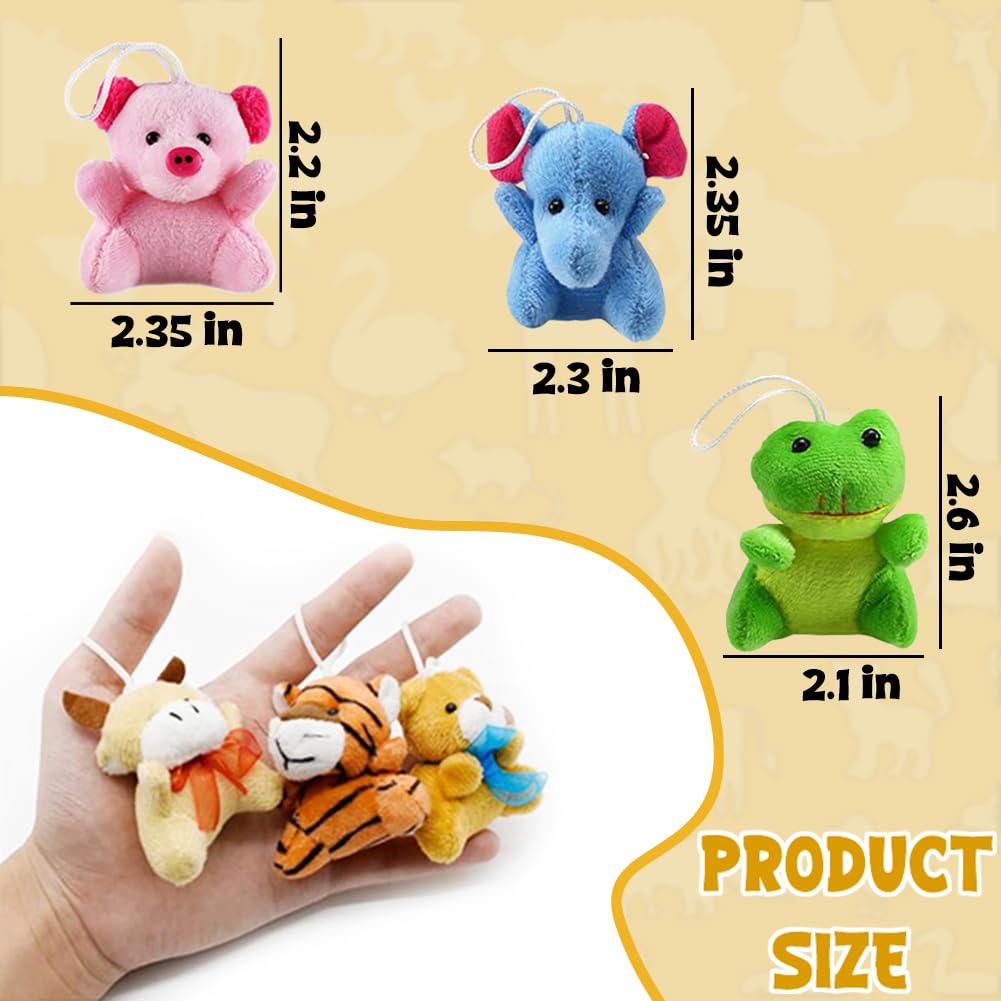 CAMIRUS 24Pack Mini Animal Plush Toy Set, Cute Assortment Keychain Toys, Small Stuffed Animal Set Gifts for Kids, Christmas Stocking Stuffer, Easter