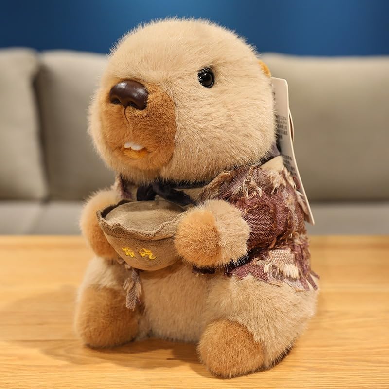 HWHXCZYH Groundhog Plush 8 Inch, Kawaii Capybara Style Soft Stuffed Animal, Cute Chill Fluffy Plushie Pillow Desk Decor Room Accessory, Stress Relief