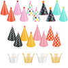 Yocharm 22 PCs Party Hats Birthday Crown Cone Hats DIY Party Favours Hat with Pom Poms Paper Mini Birthday Hats for Kids Adults