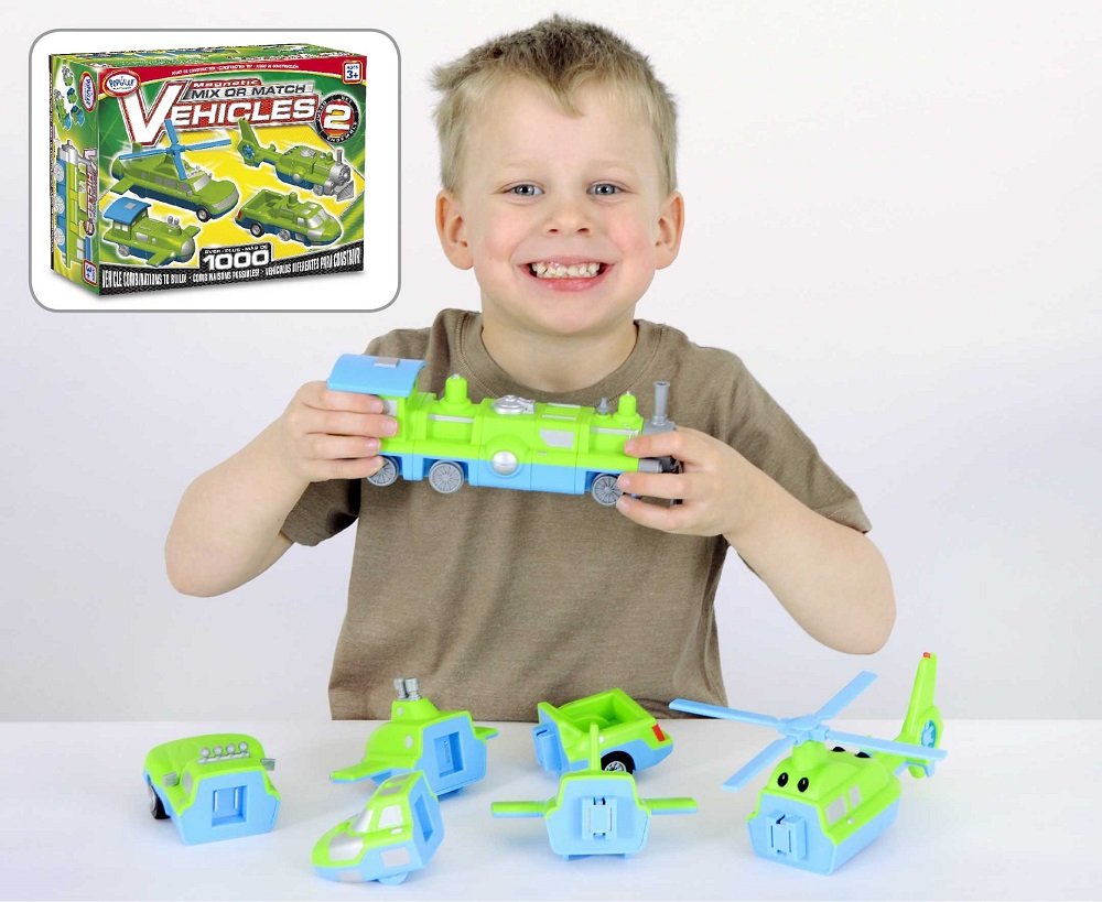 POPULAR PLAYTHINGS Magnetic Vehicles for Toddlers 1-3, Mix or Match Car Toys, Set of 4 Gift for Kids - Vehicles 2