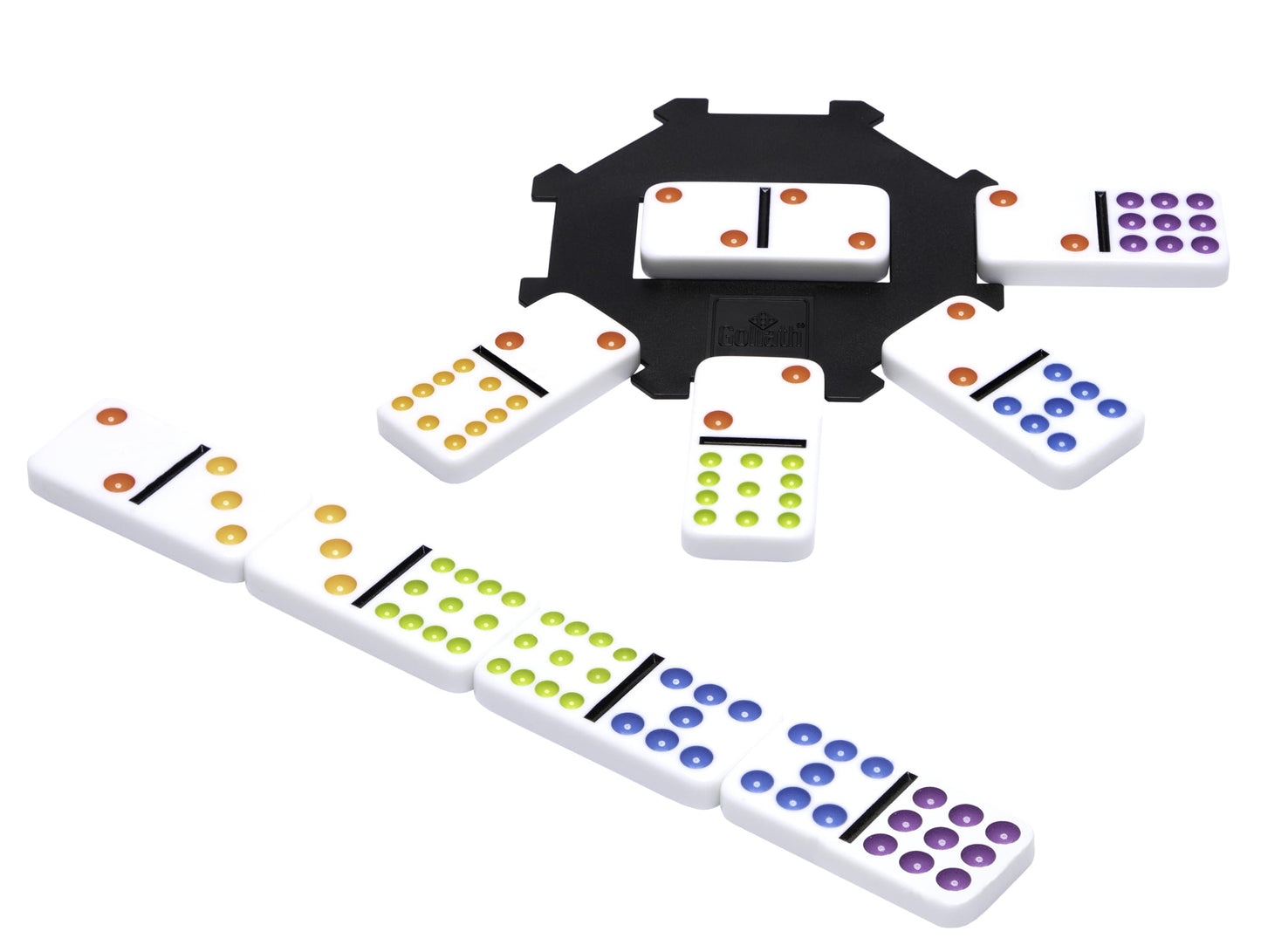 Mexican Train Dominoes - Beautiful Color Dot Double 12 Dominoes Set - Includes Train Markers and Hub by Pressman Multi Color, 5"